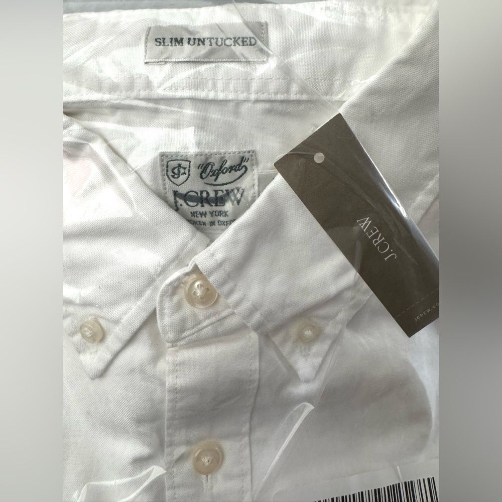 NWT J CREW Slim Untucked Broken-in organic cotton oxford shirt in white - Picture 4 of 7